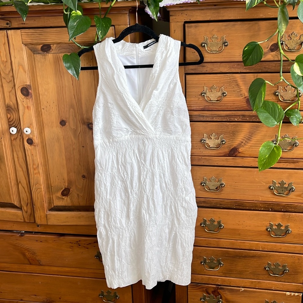 Andrew Marc wrinkled cotton blend sleeveless dress
